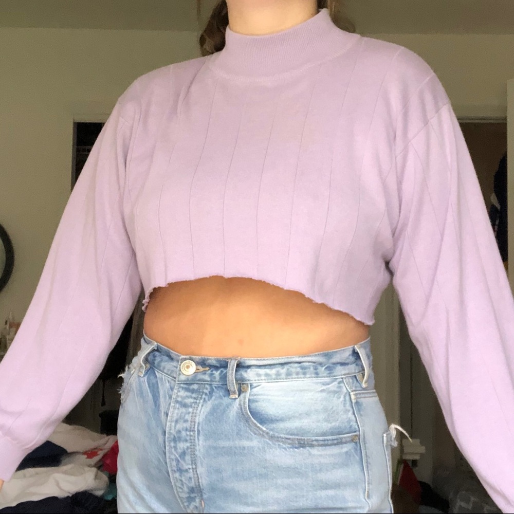 Cropped mock neck sweater